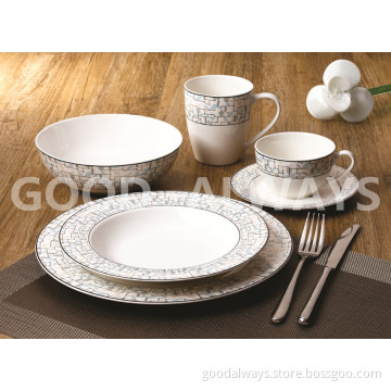 New bone china tableware set White and Platinum